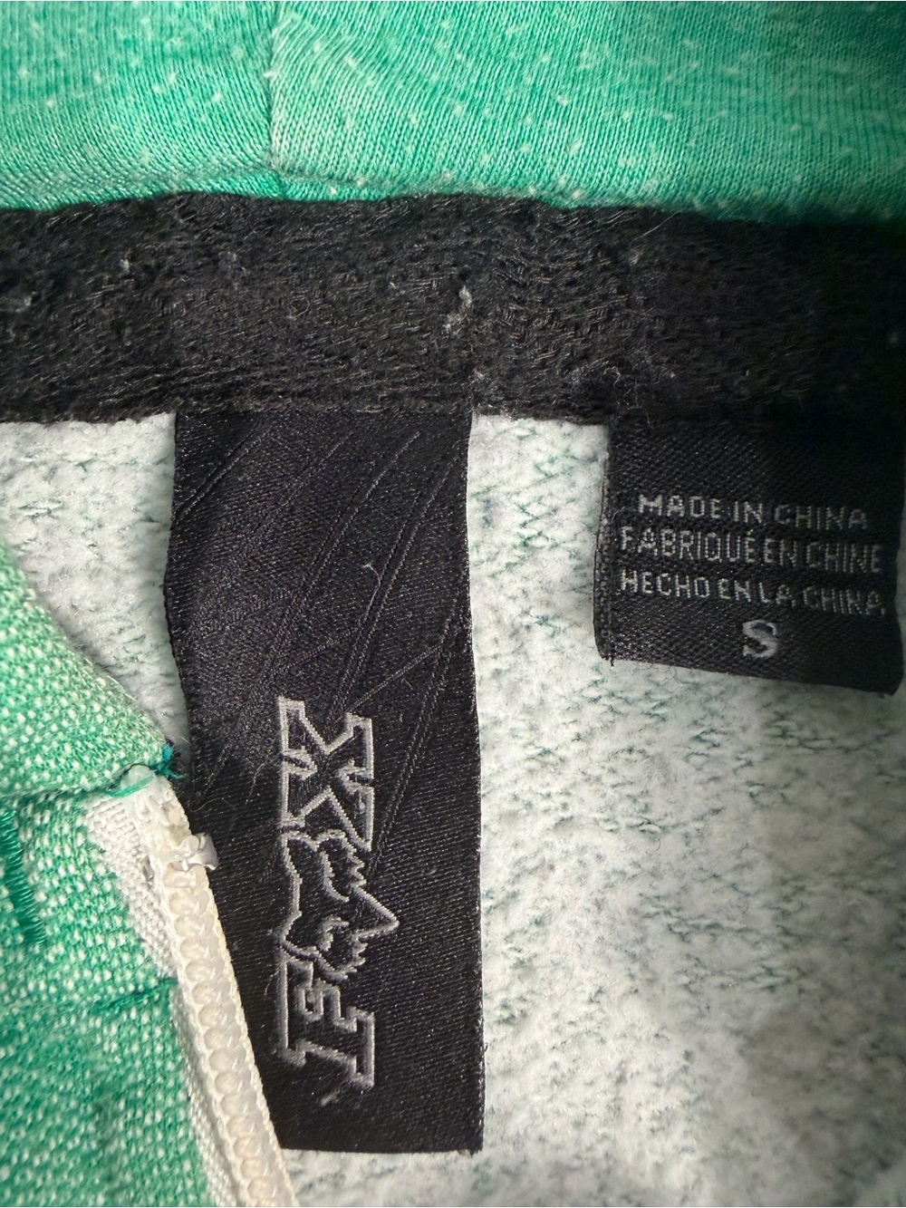 Fox Racing Hoodie Mens Small Green White Stripe Full Zip Logo Skate Moto - Picture 3 of 9